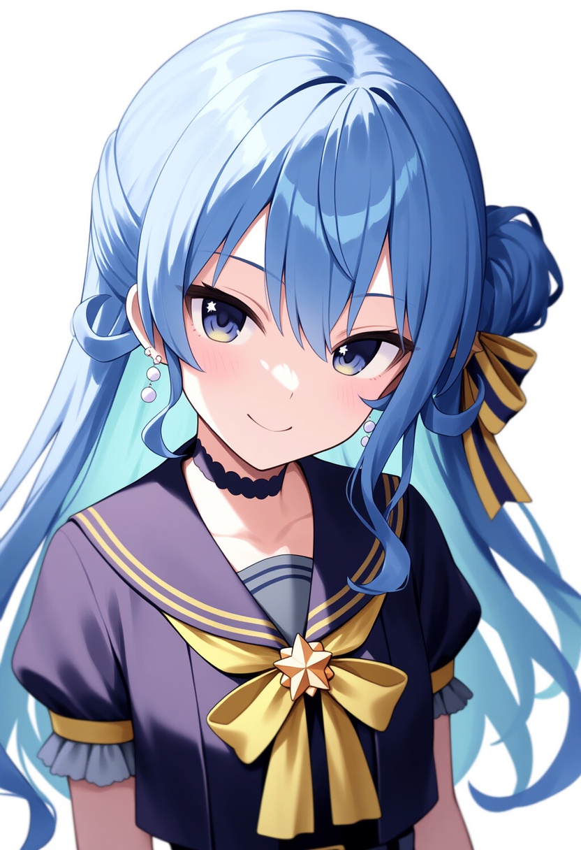 An image depicting hoshimachi suisei (school uniform)