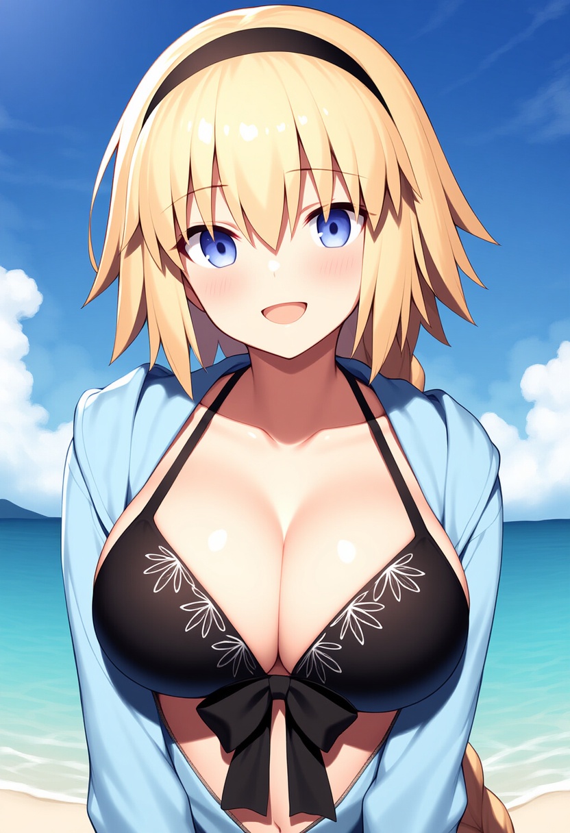 An image depicting jeanne d'arc (swimsuit archer) (first ascension) (fate)