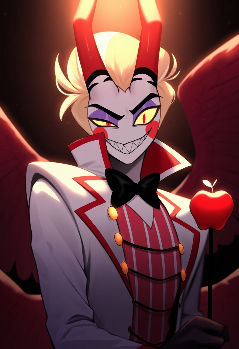 An image depicting lucifer morningstar (hazbin hotel)