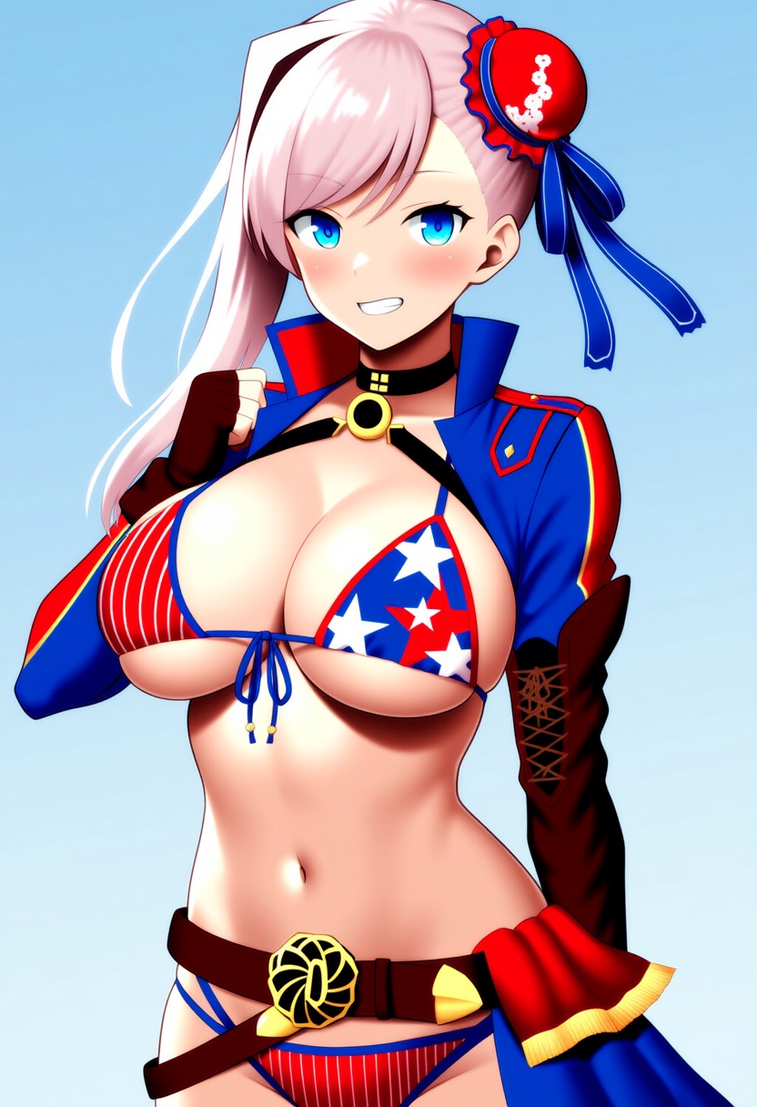An image depicting miyamoto musashi (swimsuit berserker) (fate)
