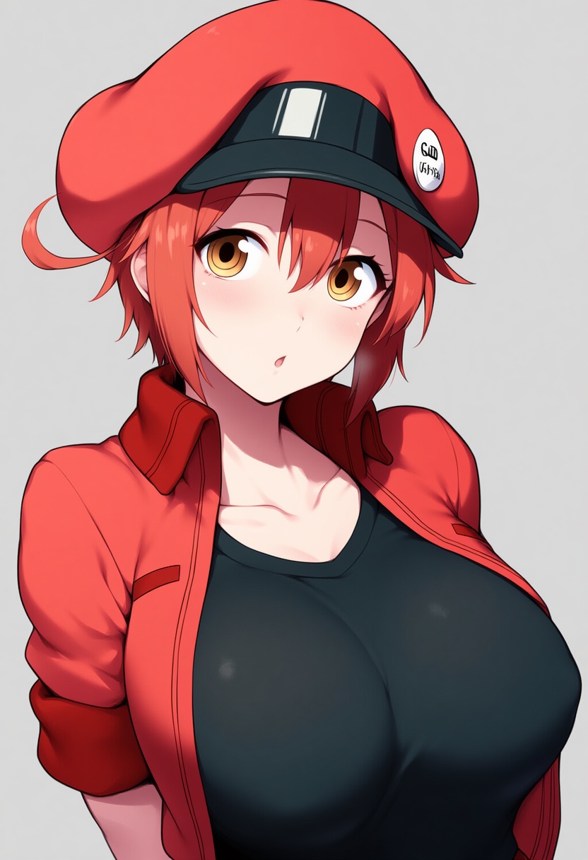 An image depicting red blood cell (hataraku saibou)