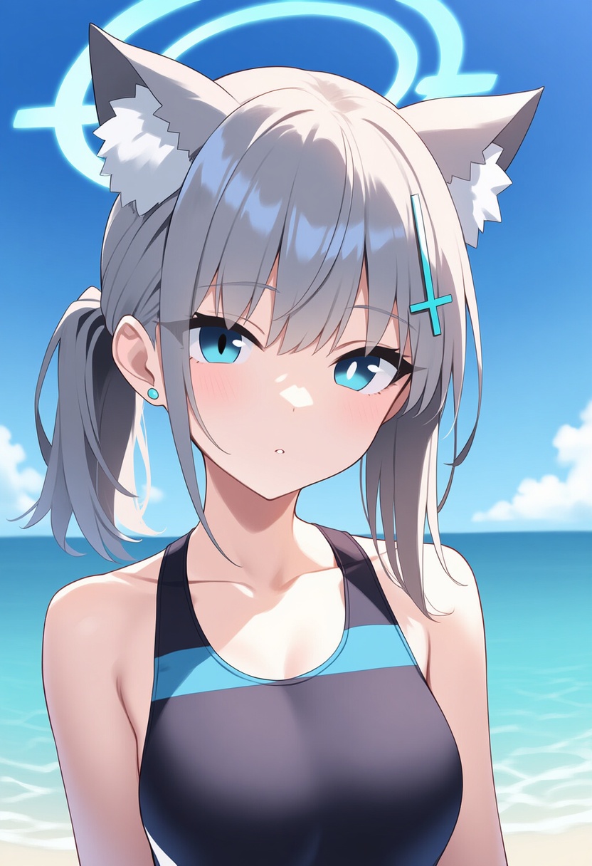 An image depicting shiroko (swimsuit) (blue archive)