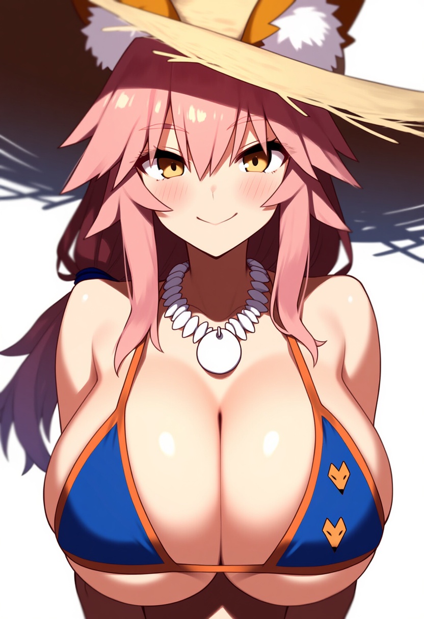 An image depicting tamamo no mae (swimsuit lancer) (third ascension) (fate)