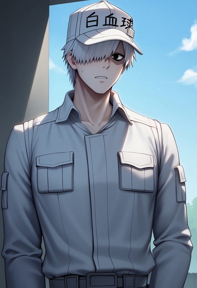 An image depicting white blood cell (hataraku saibou)