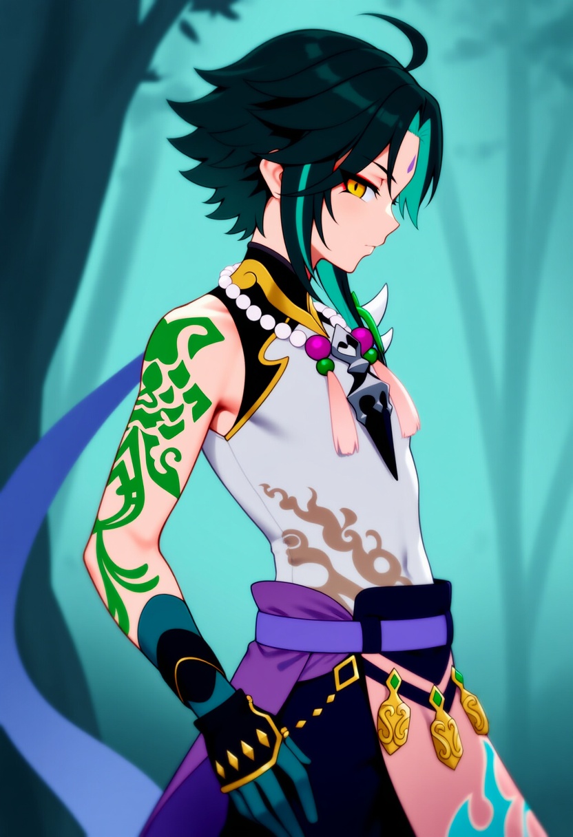 An image depicting xiao (genshin impact)
