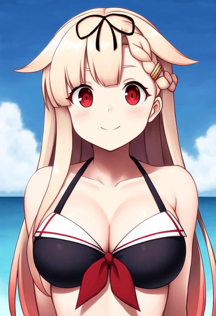 An image depicting yuudachi kai ni (swimsuit) (kancolle)