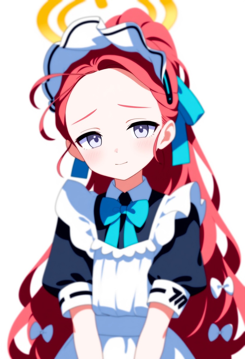 An image depicting yuzu (maid) (blue archive)